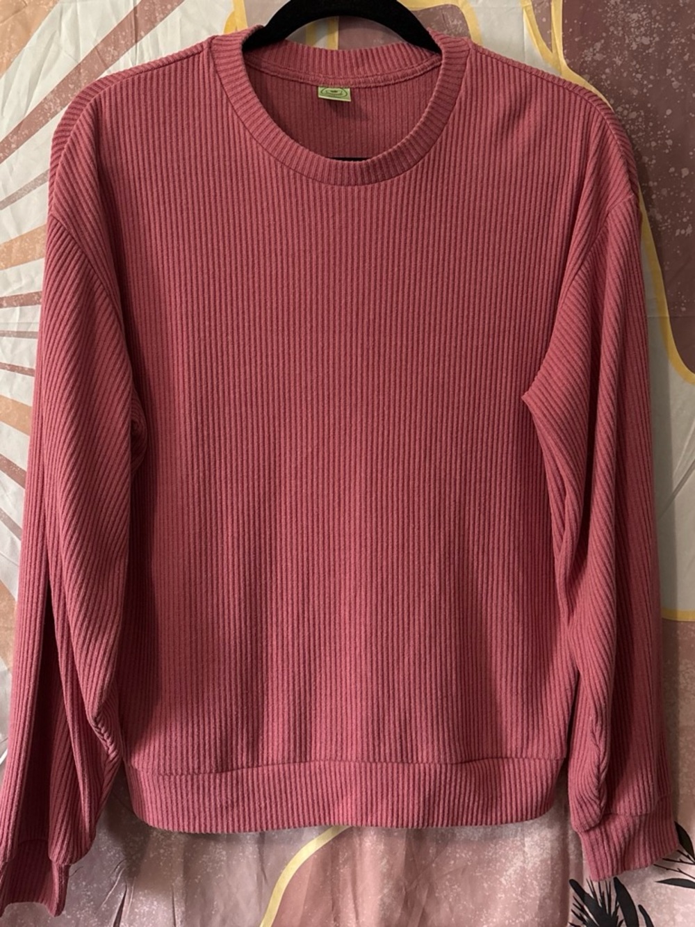 Honeydew size S pastel pink Ribbed Crewneck Sweater lightweight breathable